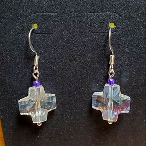 Clear cross earrings NWOT